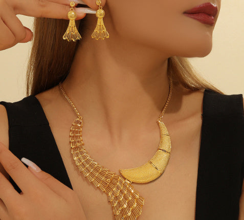 Heart-shaped Necklace Earrings Bridal Jewelry Suit Love