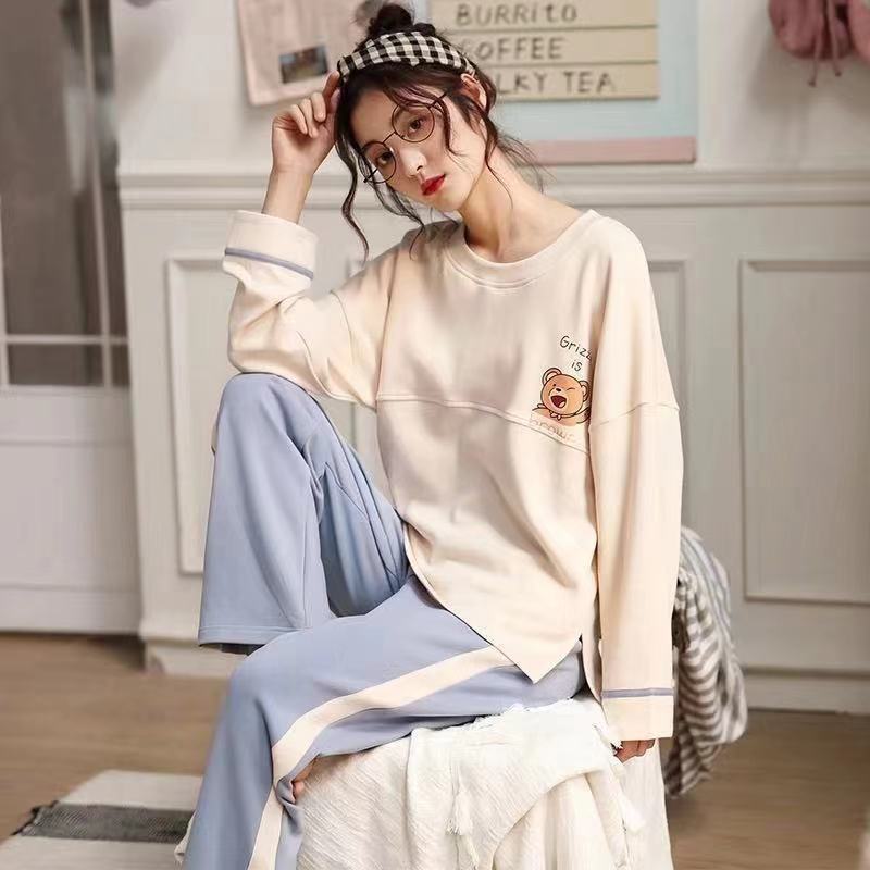 Spring And Autumn Pajamas Women''S Long Sleeve Pure Cotton Leisure Home Clothes