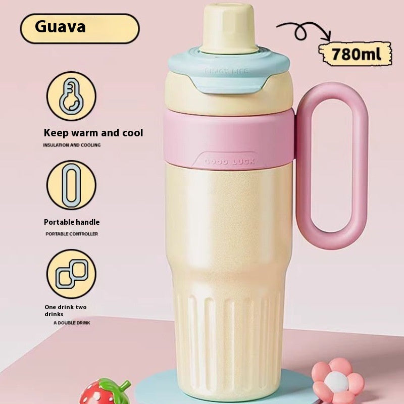 780ml Gradient Double Drink Thermal Cup Stainless Steel With Lid Coffee Cup Thermos Large Capacity Straw Cup For Male And Female