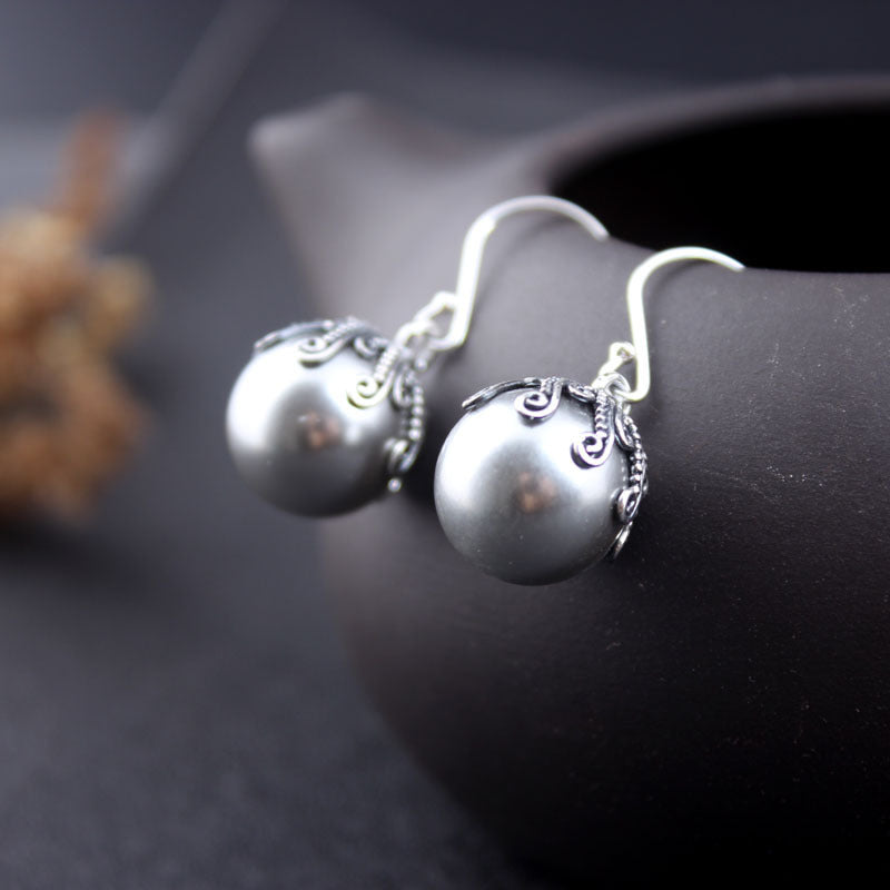 Retro Ethnic Style Shell Pearl Earrings Women