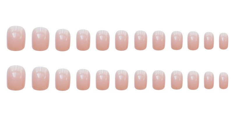 Jelly powder false nails short press on cute natural