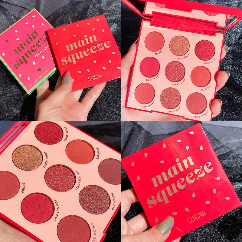 Nine-Color Fruit Eyeshadow Tray Peach Strawberry Orange Soda Honey Tray Pearl Sequins Daily Wild Net Red