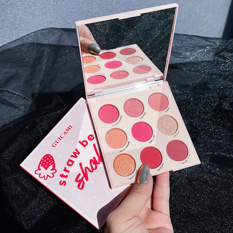 Nine-Color Fruit Eyeshadow Tray Peach Strawberry Orange Soda Honey Tray Pearl Sequins Daily Wild Net Red