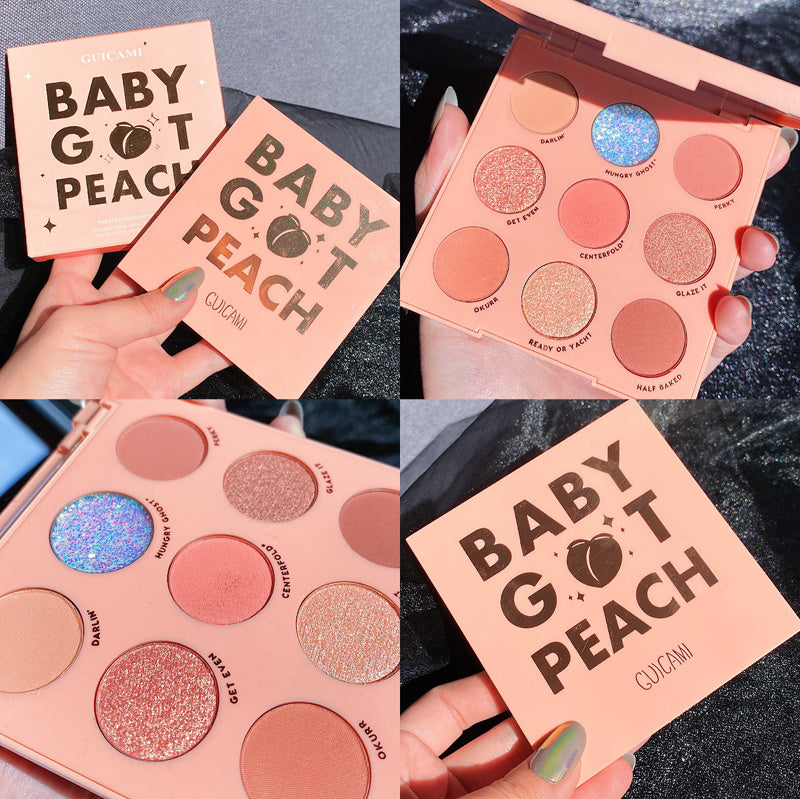 Nine-Color Fruit Eyeshadow Tray Peach Strawberry Orange Soda Honey Tray Pearl Sequins Daily Wild Net Red