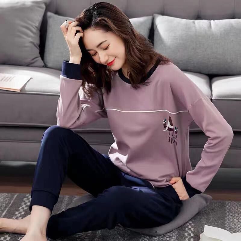 Spring And Autumn Pajamas Women''S Long Sleeve Pure Cotton Leisure Home Clothes