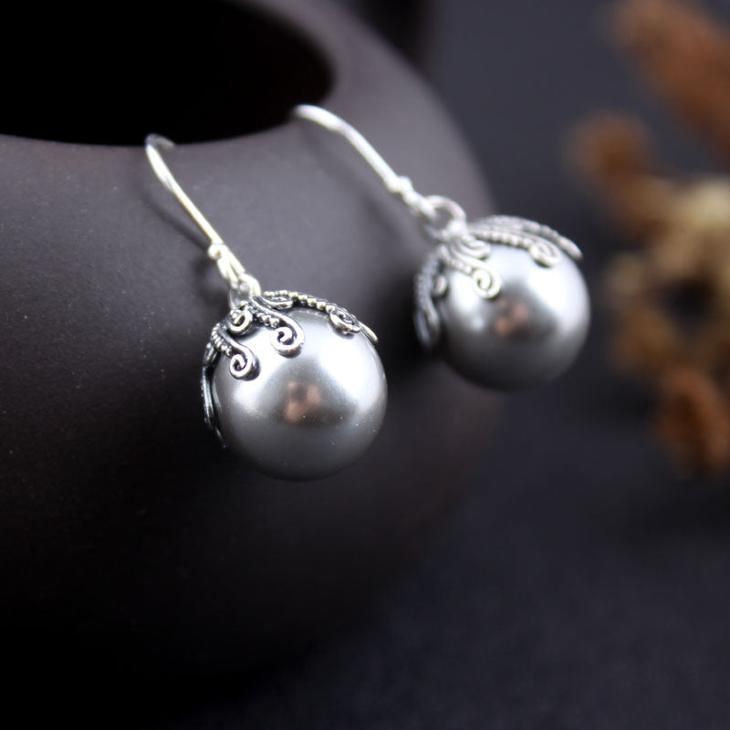 Retro Ethnic Style Shell Pearl Earrings Women