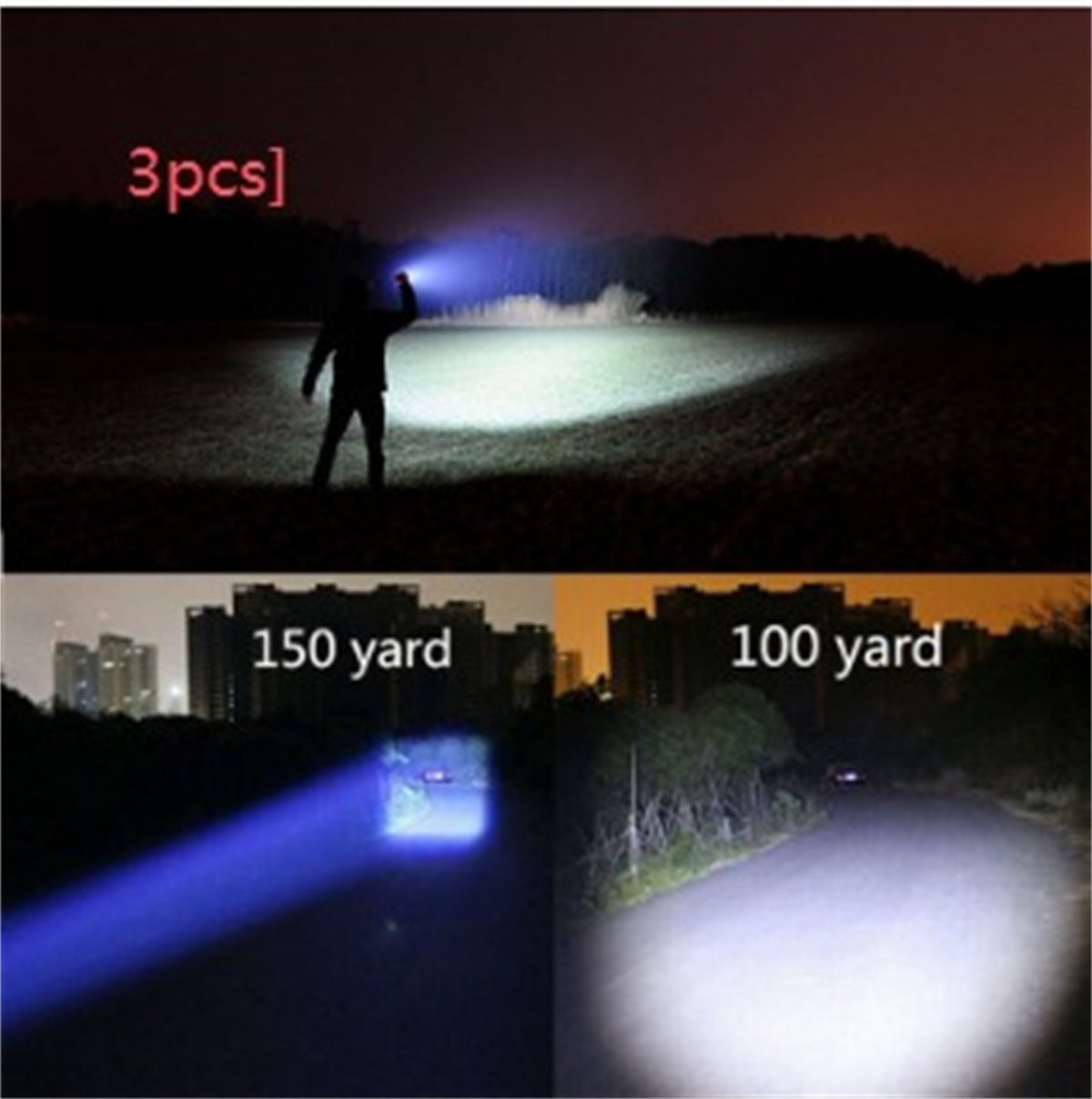 Portable Mini Flashlight LED ZOOM Torch Hunting Zoomable Flashlight Torch Light