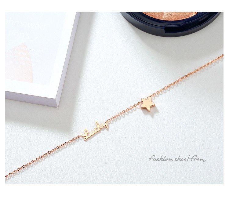 Rose Gold Color Anklet Lucky Star Chain for Woman Jewelry 316 L Titanium Steel Valentine Gift Never Fade Top Quality