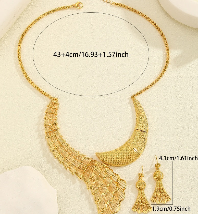 Heart-shaped Necklace Earrings Bridal Jewelry Suit Love