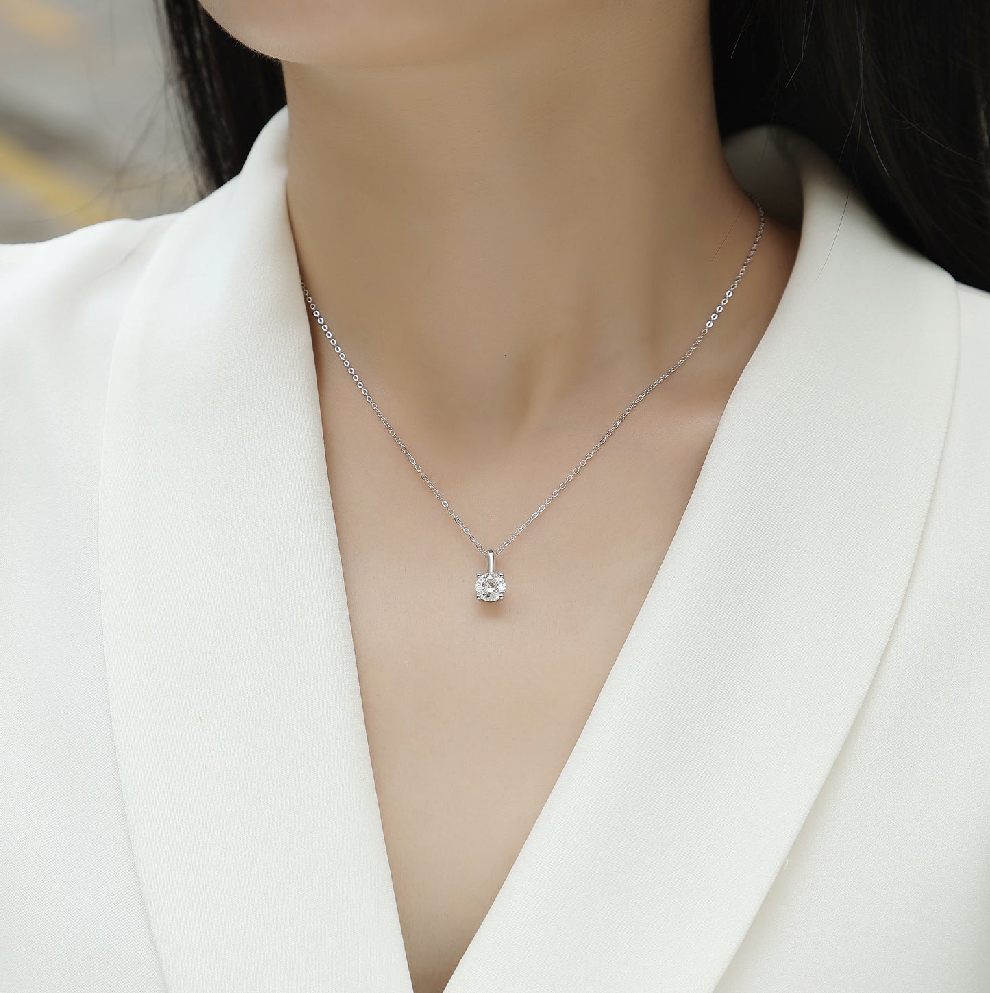 Encounter - A Fashionable And Trendy Necklace Pendant Set With 1-carat Top-quality Moissanite S925 In Silver And Platinum Plating Can Be Tested With A Diamond Pen