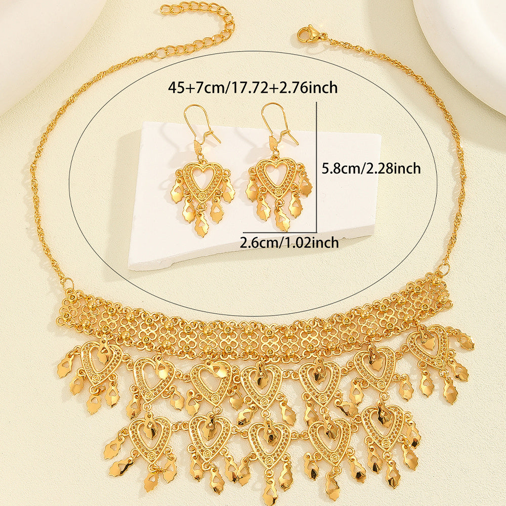 Heart-shaped Necklace Earrings Bridal Jewelry Suit Love