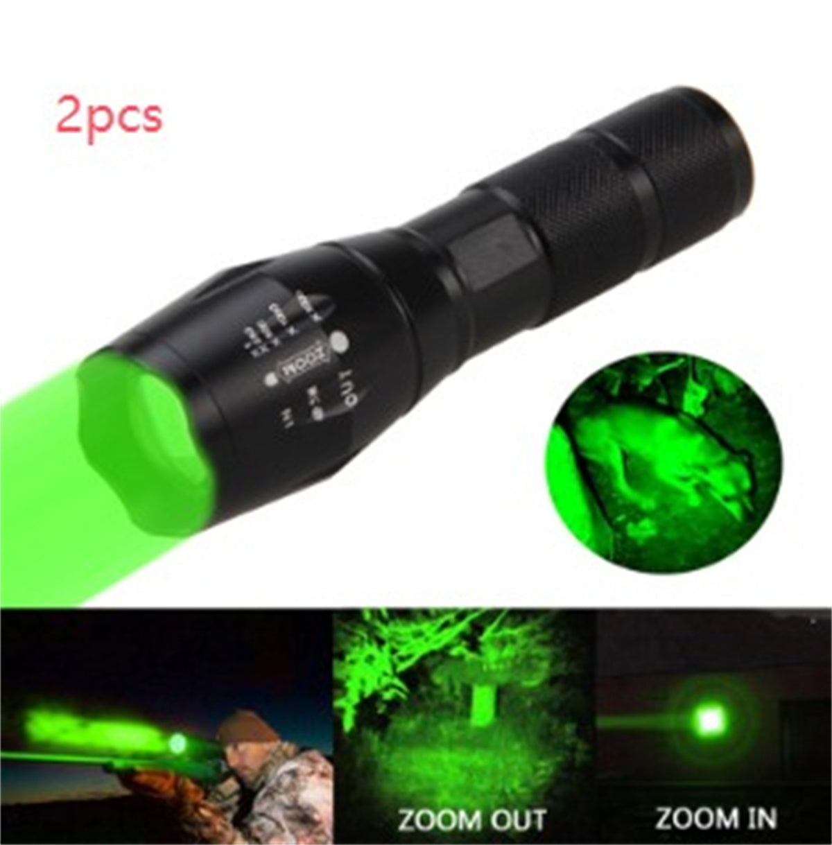 Portable Mini Flashlight LED ZOOM Torch Hunting Zoomable Flashlight Torch Light