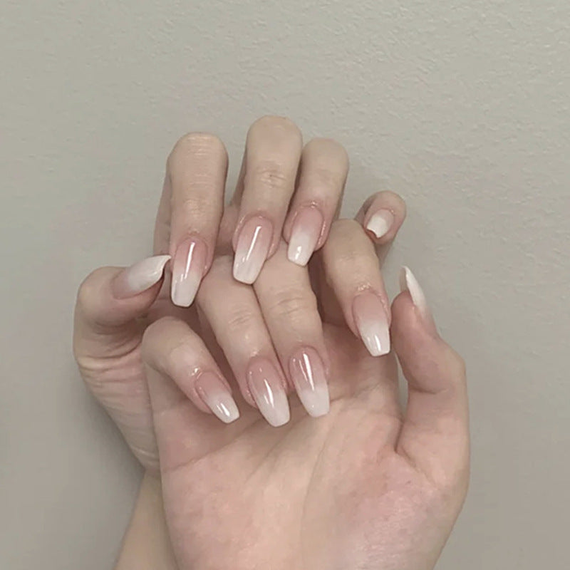 Wearable false french nails long press on