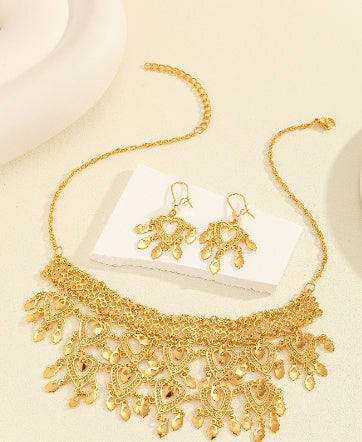 Heart-shaped Necklace Earrings Bridal Jewelry Suit Love
