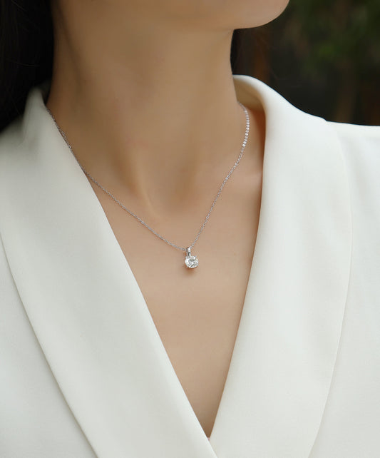 Encounter - A Fashionable And Trendy Necklace Pendant Set With 1-carat Top-quality Moissanite S925 In Silver And Platinum Plating Can Be Tested With A Diamond Pen