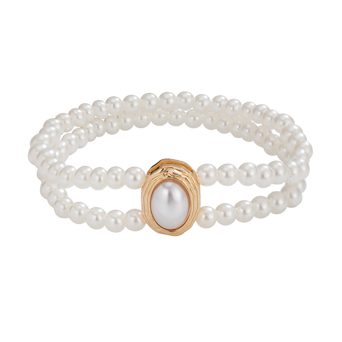 Retro Elastic Double-layer Pearl Anklet