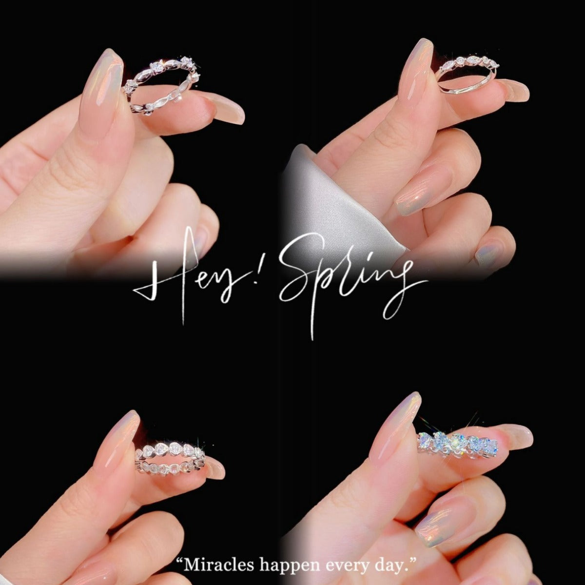 S925 Sterling Silver Zircon Row Diamond Ring