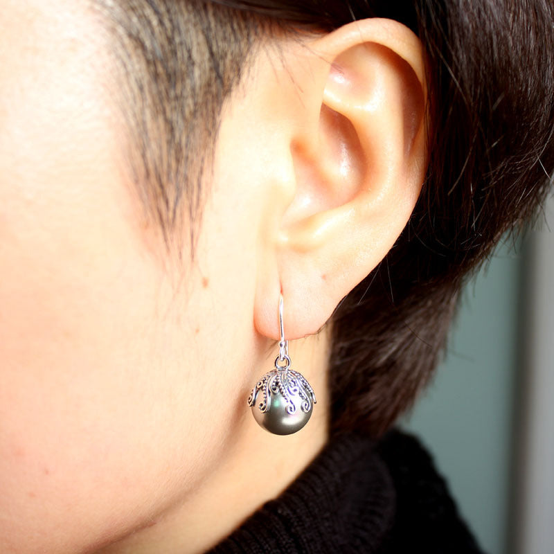 Retro Ethnic Style Shell Pearl Earrings Women